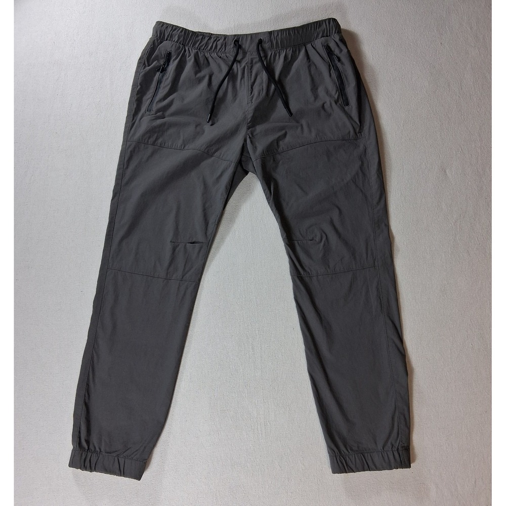 Benjamin Black Mens Nylon Jogger Pants XL Charcoal Zip Pockets Elastic Waist